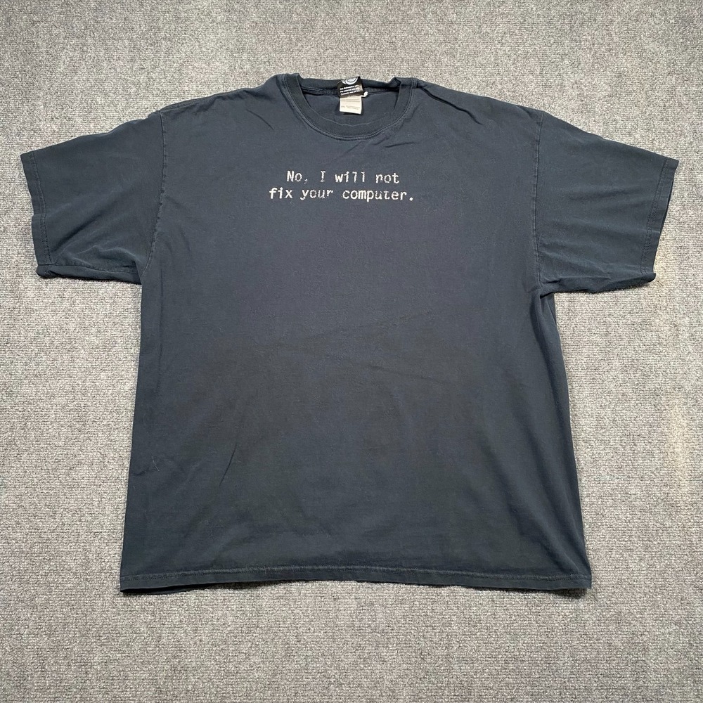 ThinkGeek Men's 2XL No, I Will Not Fix Your Computer Joke Shirt Distressed
